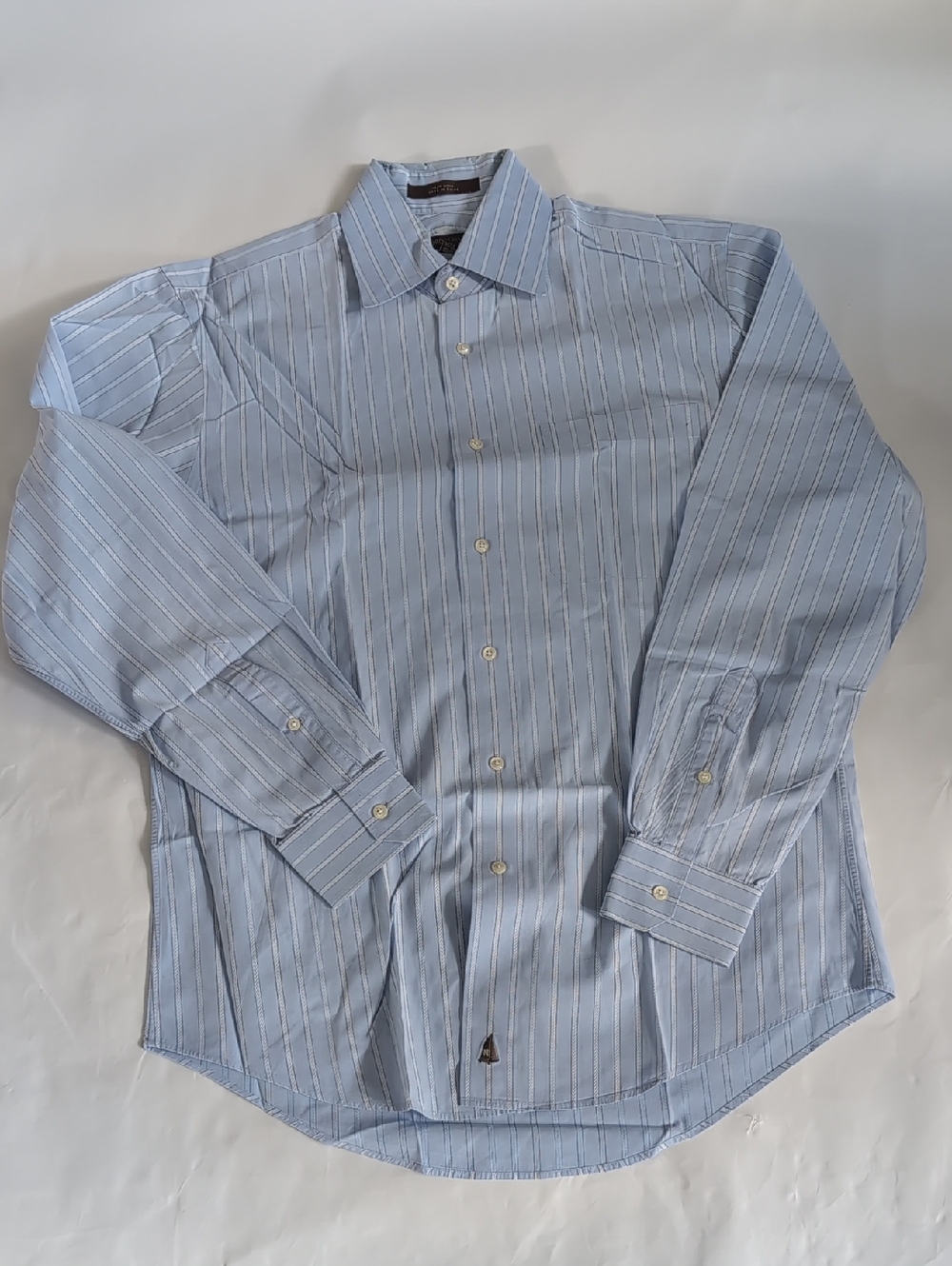 Nordstrom Light Blue and White Striped Cotton Dress Shirt - 15